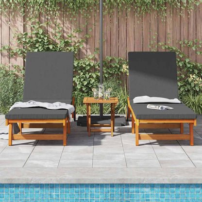 Espreguiçadeira com almofada 2 pcs Castanho 63 x 199 x 85cm