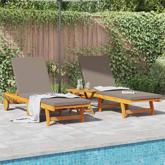 Espreguiçadeira com almofada 2 pcs Castanho 63 x 199 x 85cm