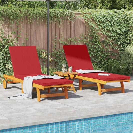 Espreguiçadeira com almofada 2 pcs Castanho 63 x 199 x 85cm