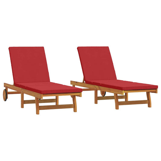 Espreguiçadeira com almofada 2 pcs Castanho 63 x 199 x 85cm