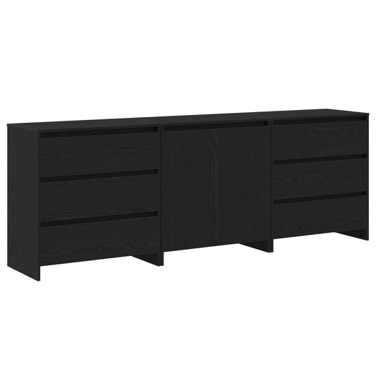 Buffet 3 pcs Preto 70 x 41 x 75 cm Madeira processada