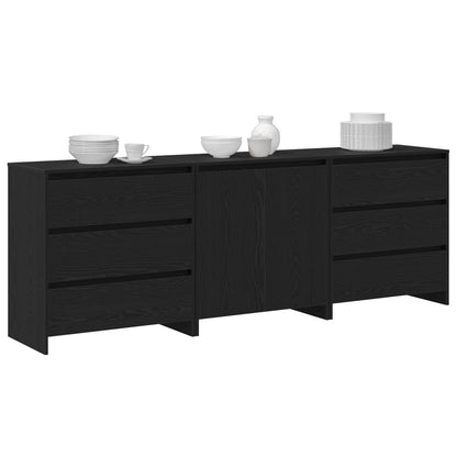 Buffet 3 pcs Preto 70 x 41 x 75 cm Madeira processada