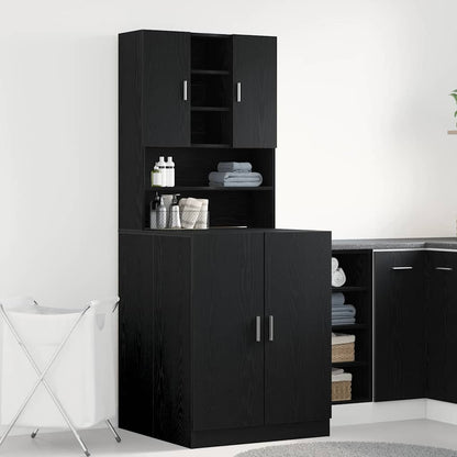 Armário para máquina de lavar roupa 2 pcs Carvalho preto