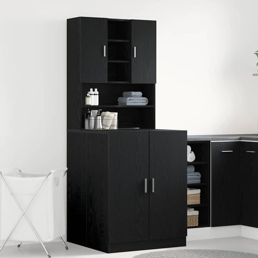 Armário para máquina de lavar roupa 2 pcs Carvalho preto
