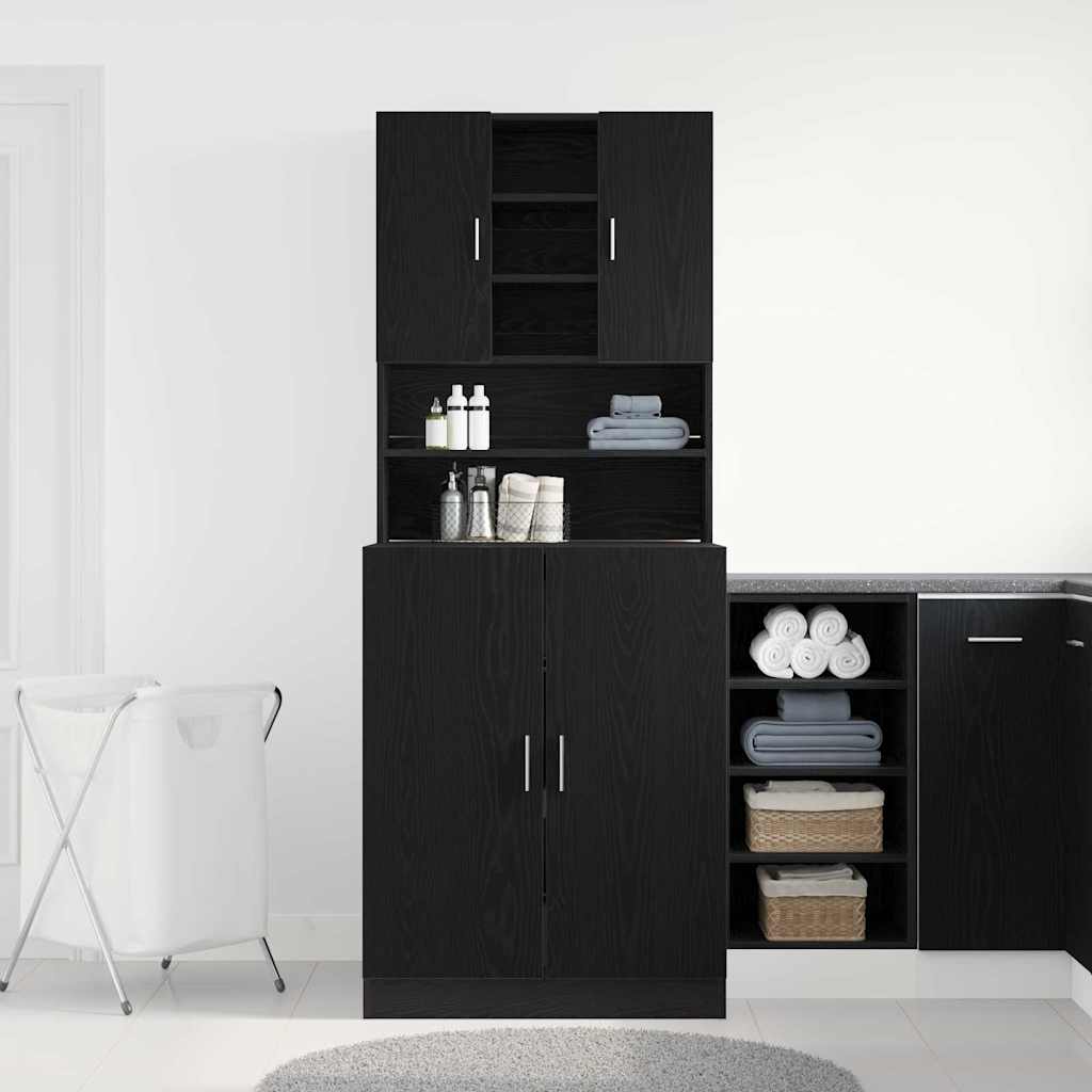 Armário para máquina de lavar roupa 2 pcs Carvalho preto