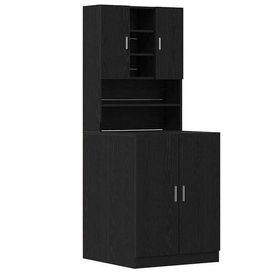 Armário para máquina de lavar roupa 2 pcs Carvalho preto