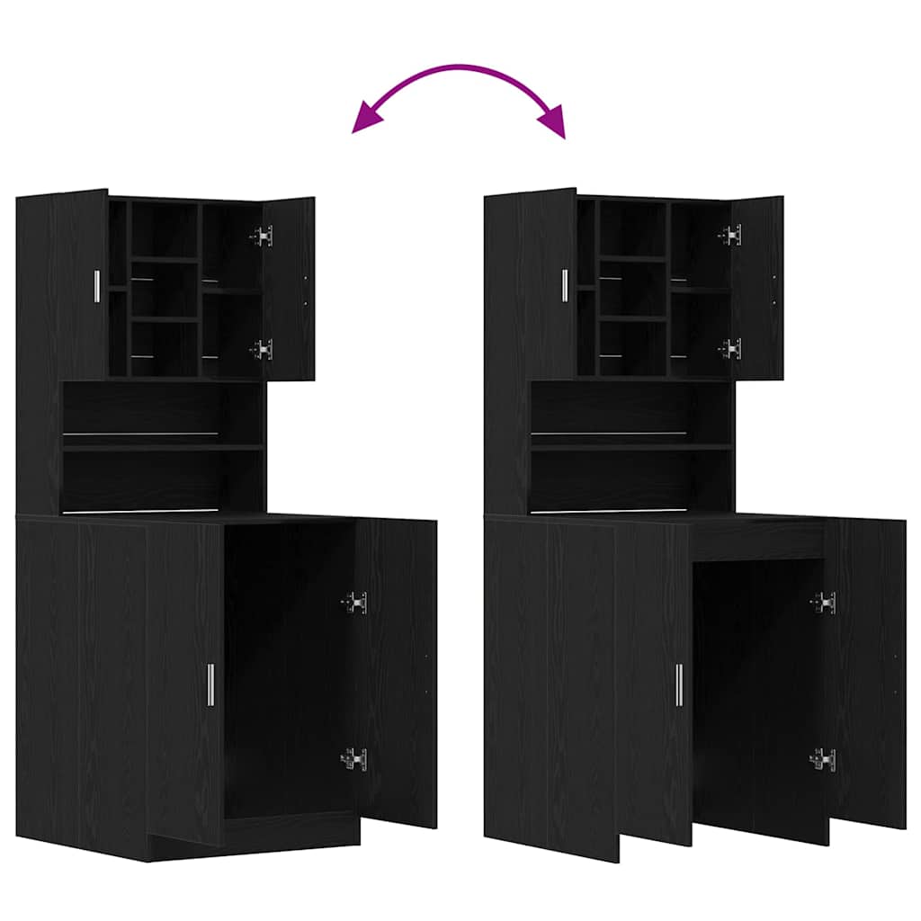 Armário para máquina de lavar roupa 2 pcs Carvalho preto
