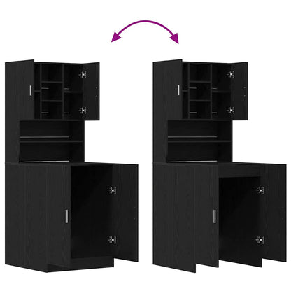 Armário para máquina de lavar roupa 2 pcs Carvalho preto
