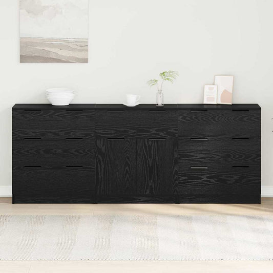 Buffet 3 pcs Carvalho preto 60 x 30 x 70 cm Madeira processada