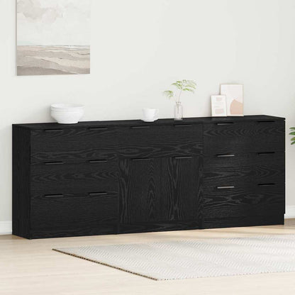 Buffet 3 pcs Carvalho preto 60 x 30 x 70 cm Madeira processada