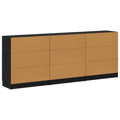 Buffet 3 pcs Carvalho preto 60 x 30 x 70 cm Madeira processada
