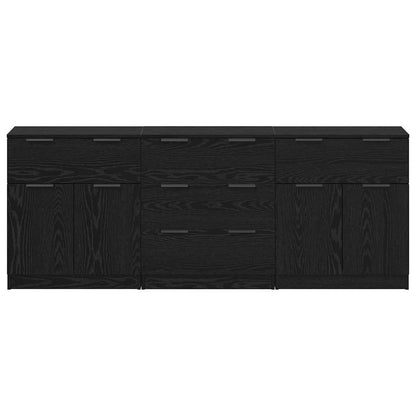 Buffet 3 pcs Carvalho preto 60 x 30 x 70 cm Madeira processada