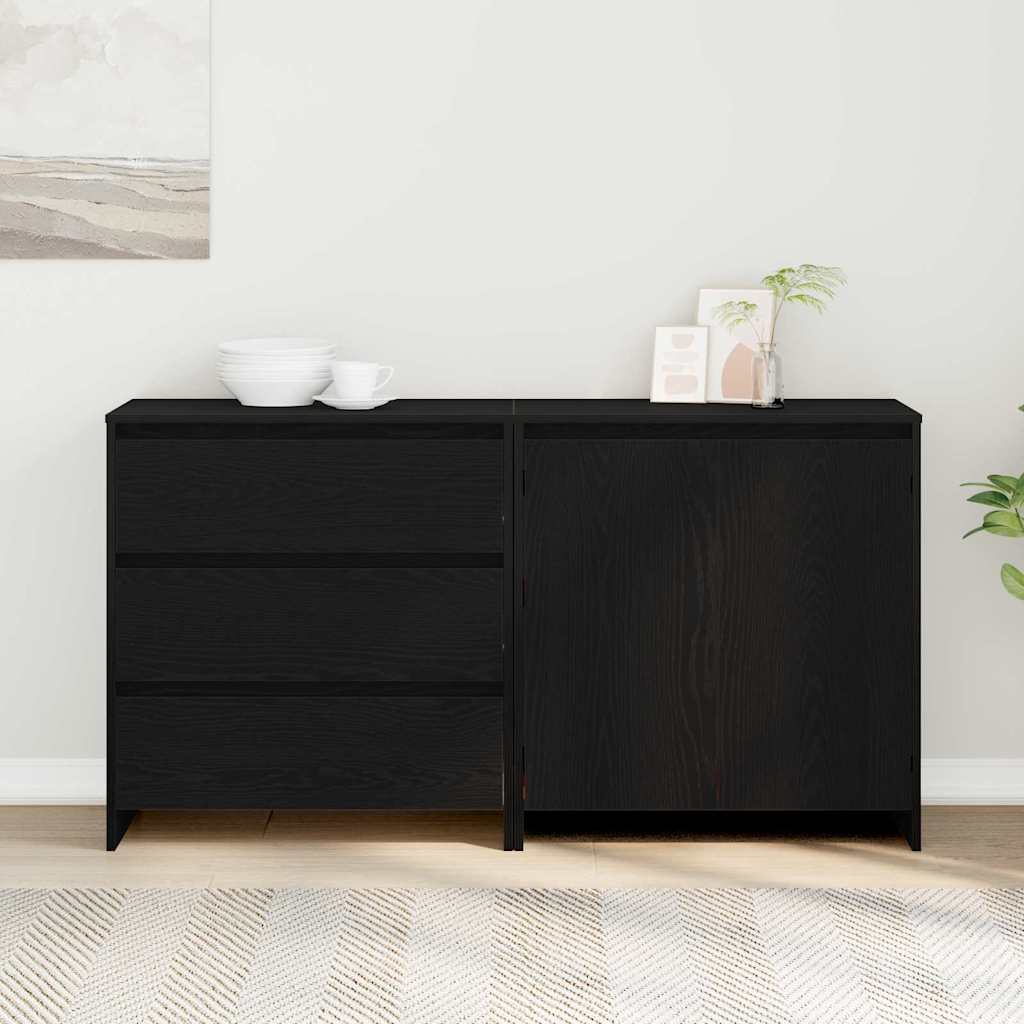 Buffet 2 pcs Preto 70 x 41 x 75 cm Madeira processada