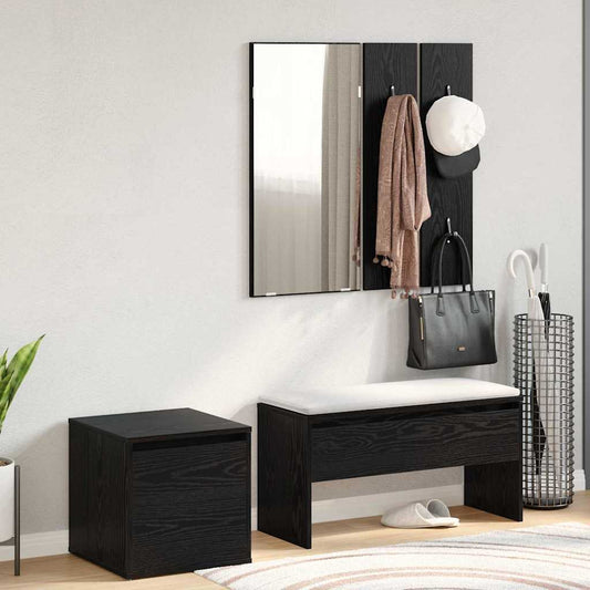 Conjunto de móveis de corredor com gaveta 3 pcs Carvalho preto