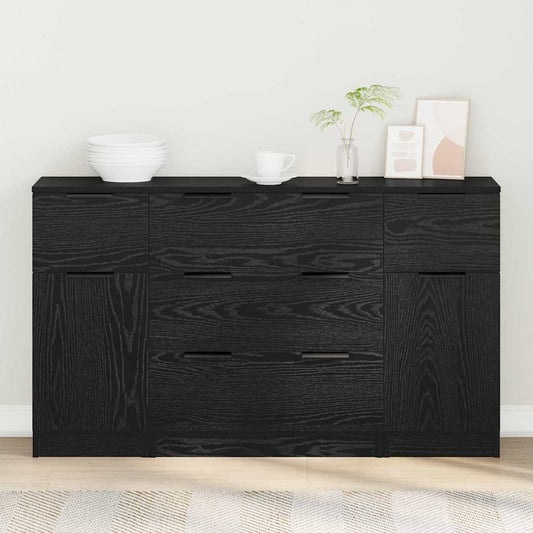 Buffet 3 pcs Carvalho preto 121 x 30 x 70 cm Madeira processada