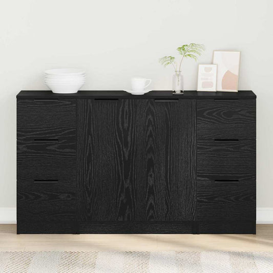 Buffet 3 pcs Carvalho preto 121 x 30 x 70 cm Madeira processada
