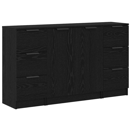Buffet 3 pcs Carvalho preto 121 x 30 x 70 cm Madeira processada