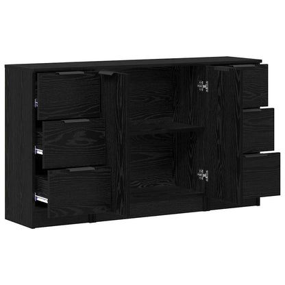 Buffet 3 pcs Carvalho preto 121 x 30 x 70 cm Madeira processada