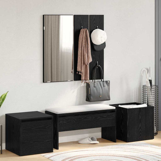 Conjunto de móveis de corredor com gaveta 6 pcs Carvalho preto