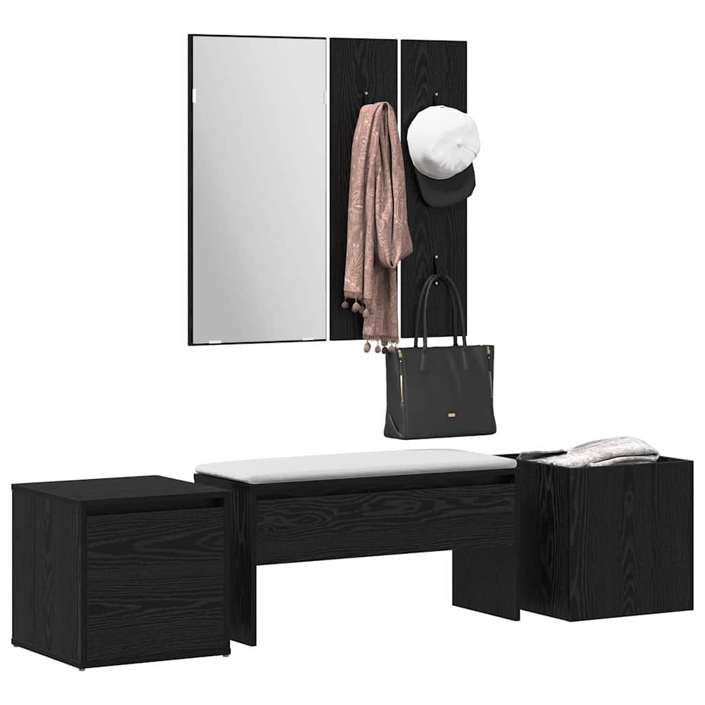 Conjunto de móveis de corredor com gaveta 6 pcs Carvalho preto