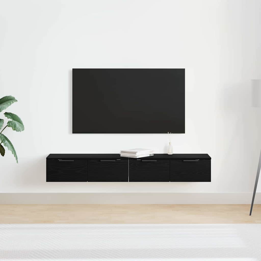 Armário de Parede 2 pcs Carvalho preto 68 x 30 x 20 cm