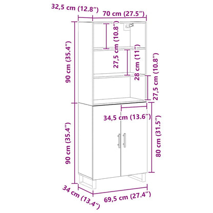 Buffê Carvalho Preto 69,5 x 34 x 180 cm Madeira processada