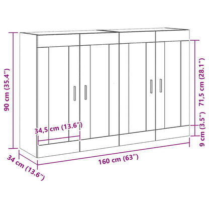 Estante de Parede 2 pcs Carvalho Artesanal 69,5 x 34 x 90 cm