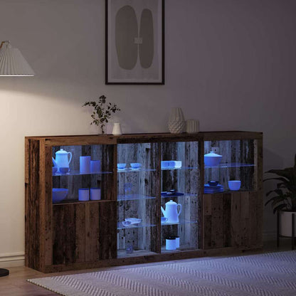 Aparador LED 3 pcs Madeira antiga 202 x 37 x 100 cm