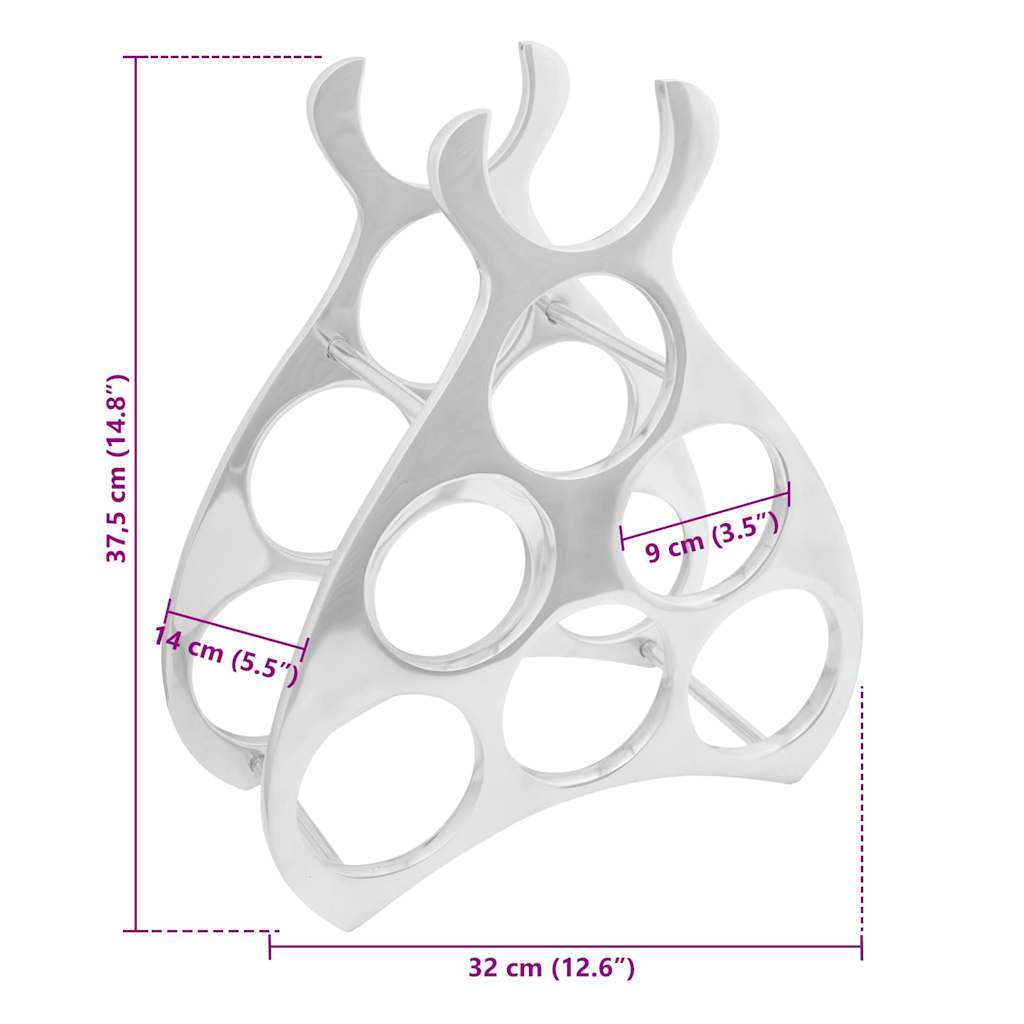 Escorredor de Vinho Prateado 38 x 33 x 13 cm Alumínio