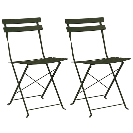 Cadeira Dobrável de Jardim 2 pcs Verde 42 x 46 x 82cm Aço