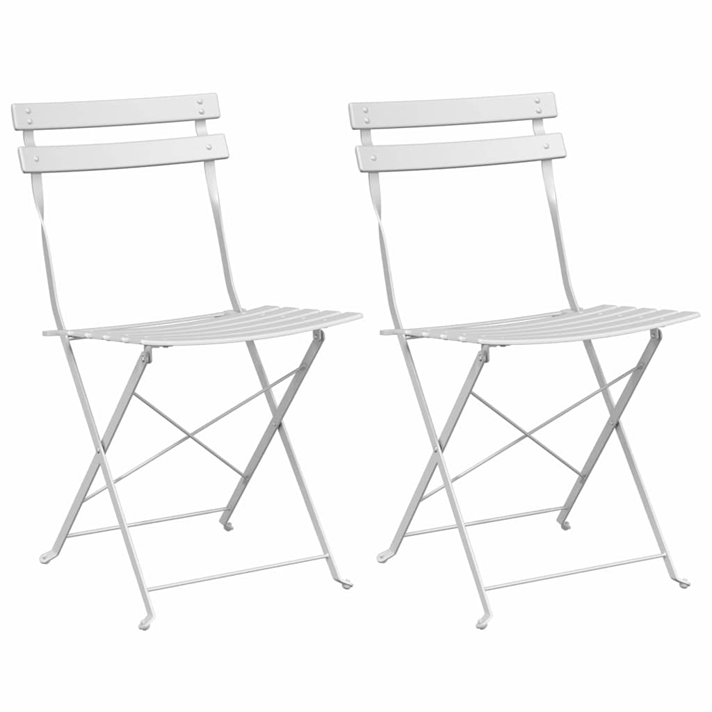 Cadeira Dobrável de Jardim 2 pcs Branco 42 x 46 x 82cm Aço