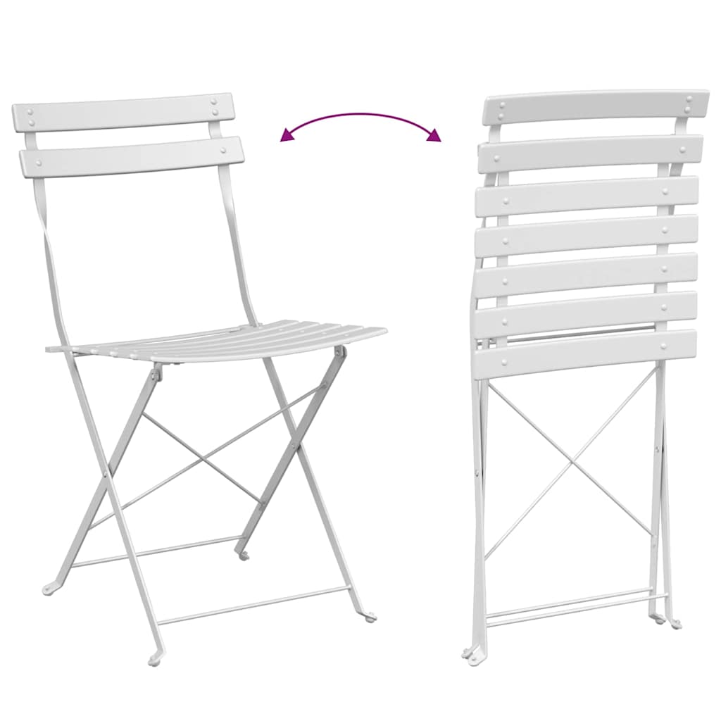 Cadeira Dobrável de Jardim 2 pcs Branco 42 x 46 x 82cm Aço