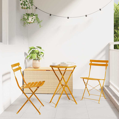 Cadeira Dobrável de Jardim 2 pcs Mostarda 42 x 46 x 82cm Aço