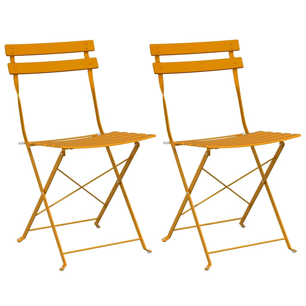 Cadeira Dobrável de Jardim 2 pcs Mostarda 42 x 46 x 82cm Aço