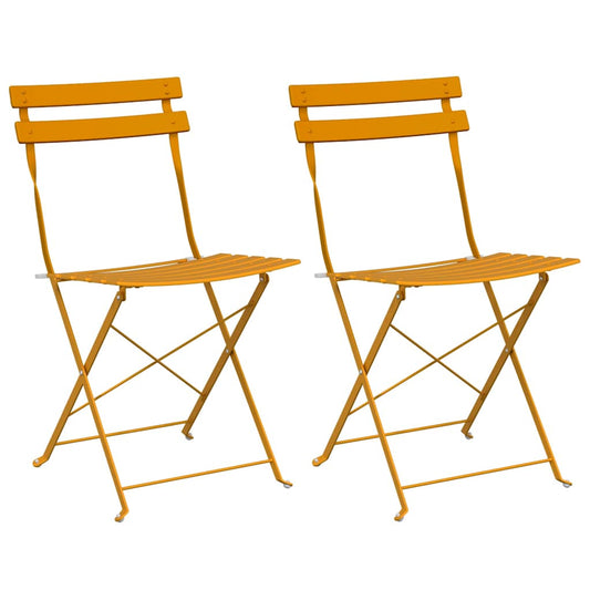 Cadeira Dobrável de Jardim 2 pcs Mostarda 42 x 46 x 82cm Aço