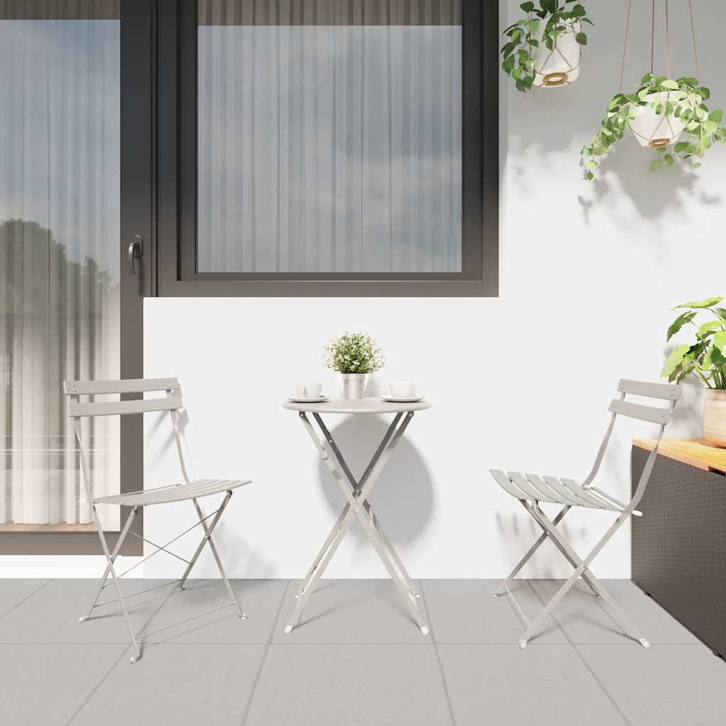 Cadeira Dobrável de Jardim 2 pcs Bege 42 x 46 x 82cm Aço