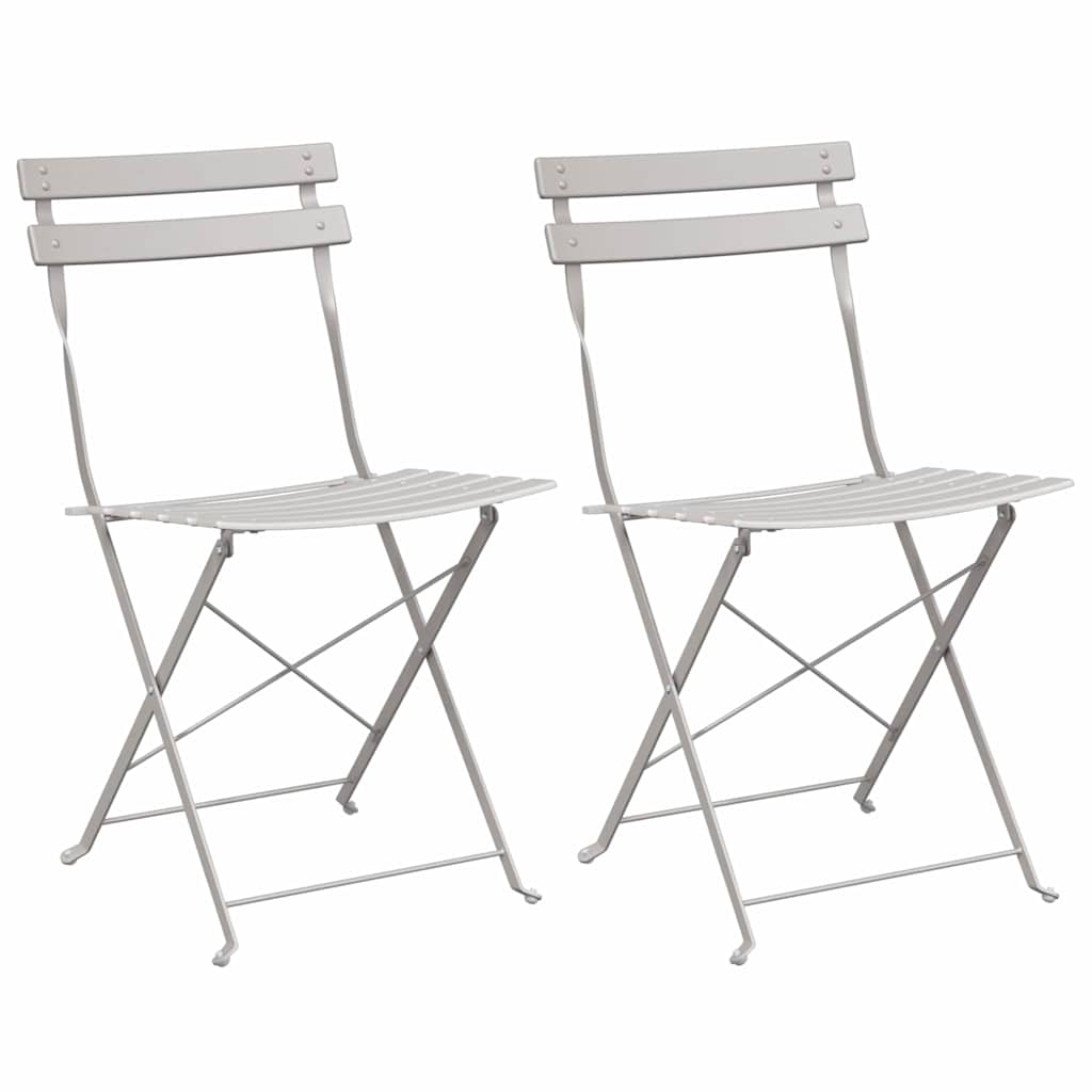 Cadeira Dobrável de Jardim 2 pcs Bege 42 x 46 x 82cm Aço
