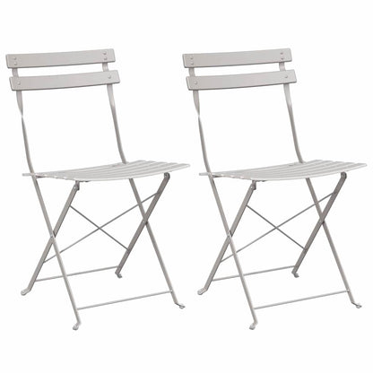 Cadeira Dobrável de Jardim 2 pcs Bege 42 x 46 x 82cm Aço