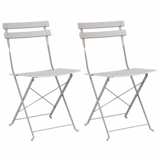 Cadeira Dobrável de Jardim 2 pcs Bege 42 x 46 x 82cm Aço
