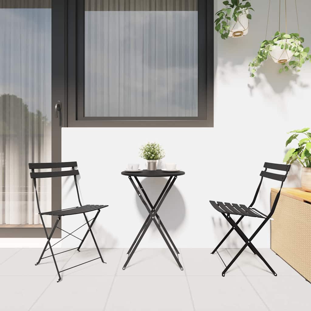 Cadeira Dobrável de Jardim 2 pcs Antracite 42 x 46 x 82cm Aço
