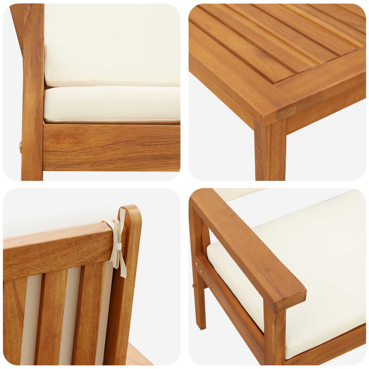 Conjunto de Sofá de Jardim 3 pcs Branco Creme