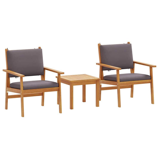 Conjunto de Sofá de Jardim 3 pcs Castanho 45 x 45 x 38cm