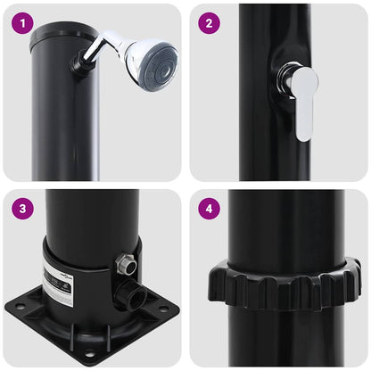 Chuveiro Solar para Exterior Preto 217 cm PVC e alumínio