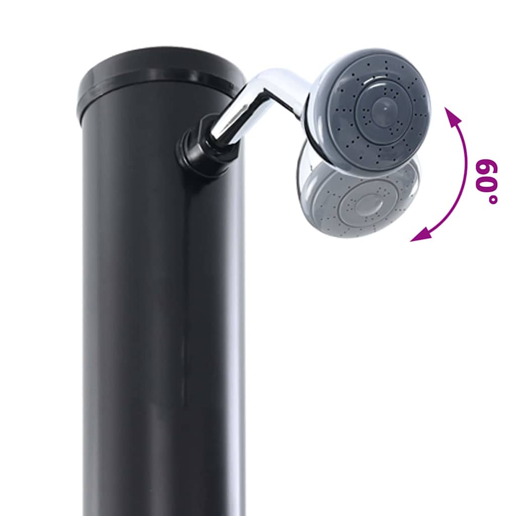 Chuveiro Solar para Exterior Preto 217 cm PVC e alumínio