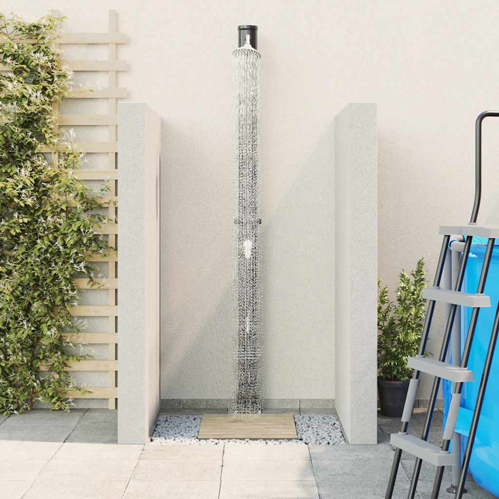 Chuveiro Solar para Exterior Preto 217 cm PVC e alumínio