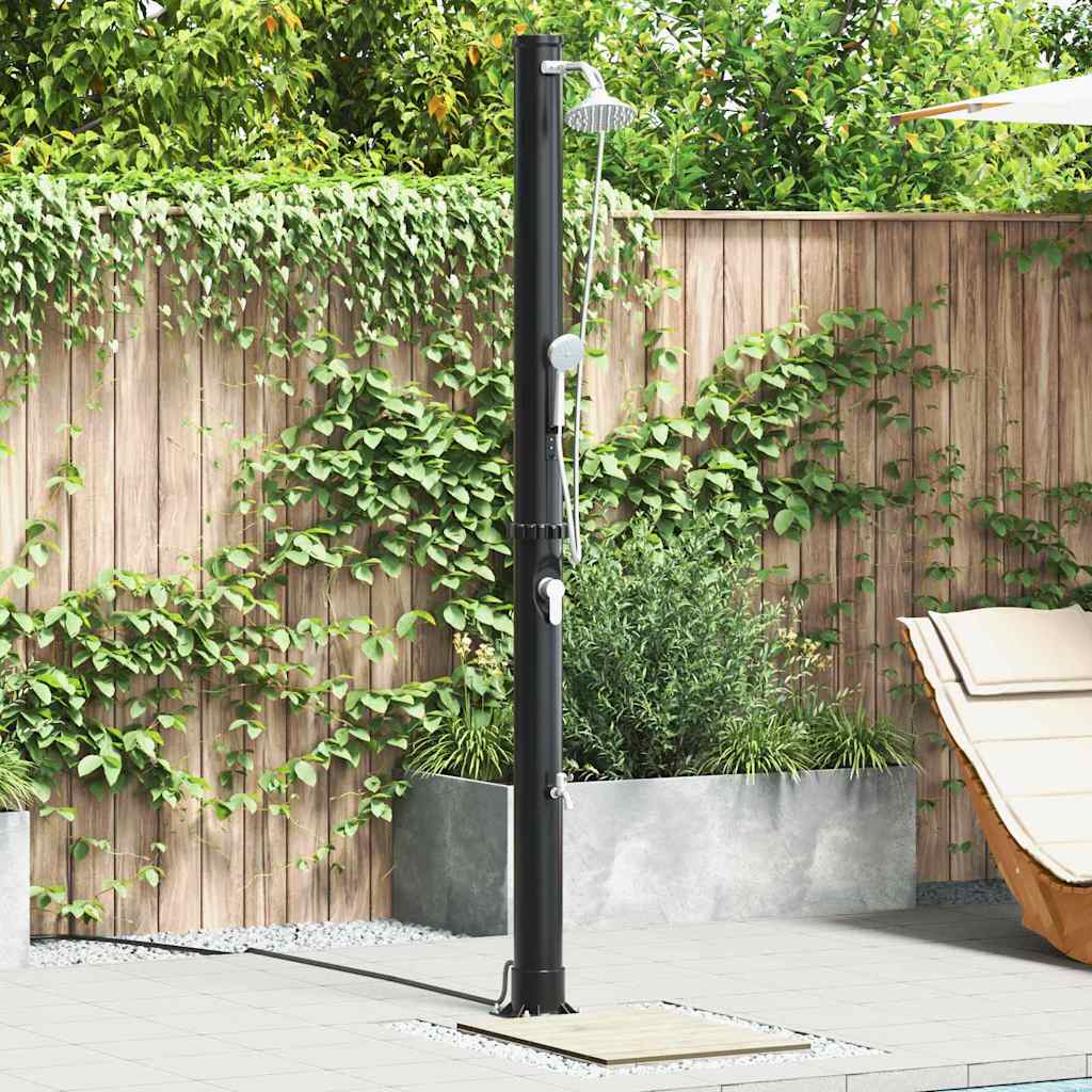 Chuveiro Solar para Exterior Preto 217 cm PVC e alumínio