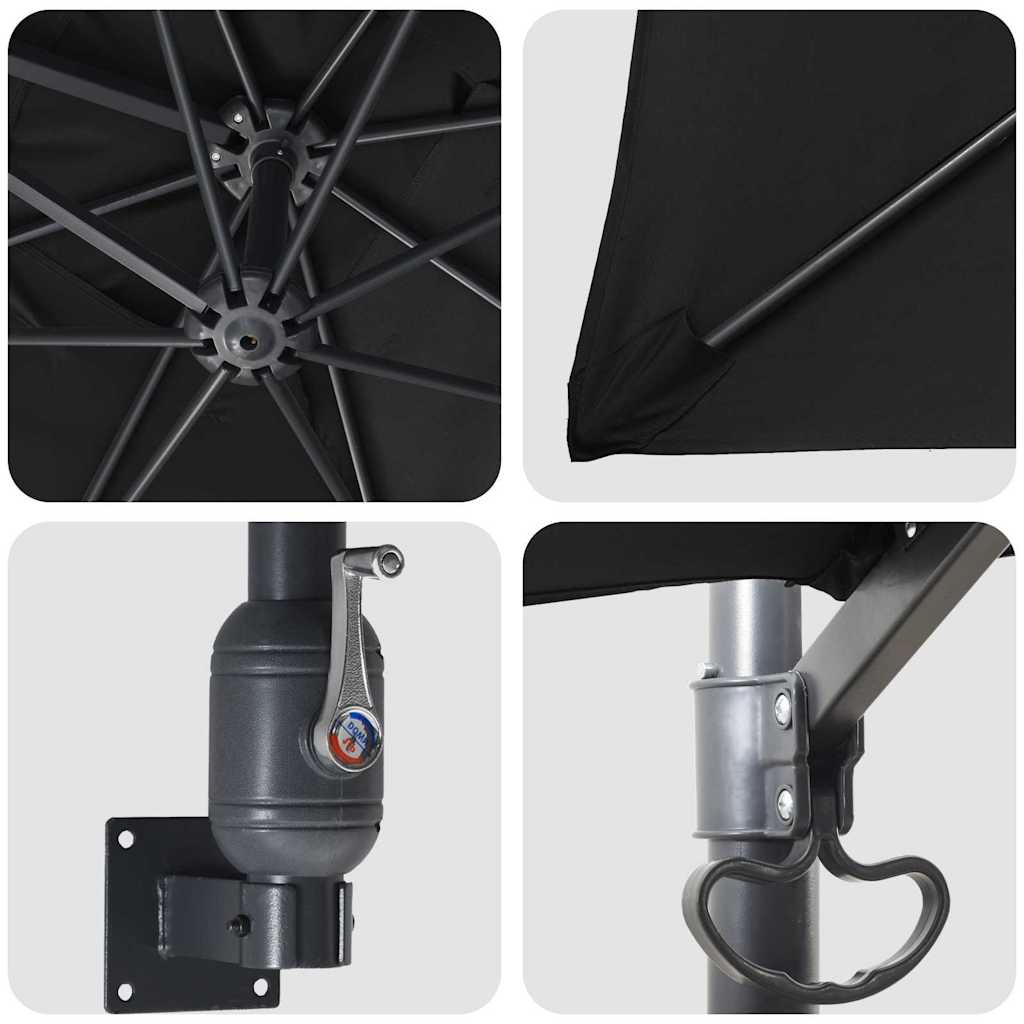 Guarda-sol de Jardim Preto 248,5 x 247,5 x 160 cm