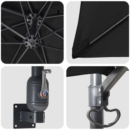 Guarda-sol de Jardim Preto 248,5 x 247,5 x 160 cm