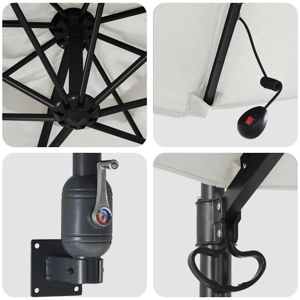 Guarda-sol de Jardim Areia 248 x 248 x 148 cm Poliéster e Aço