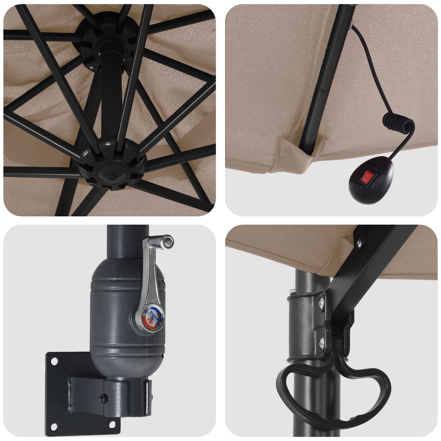 Guarda-sol de Jardim Cinzento-acastanhado 248 x 248 x 148 cm